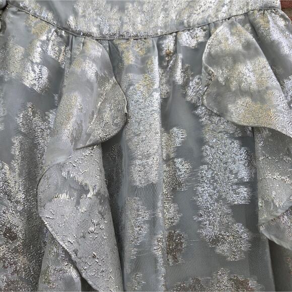 H&M Conscious Exclusive Collection Flounced Skirt Silver Maxi Blogger Size 4 - Picture 7 of 12